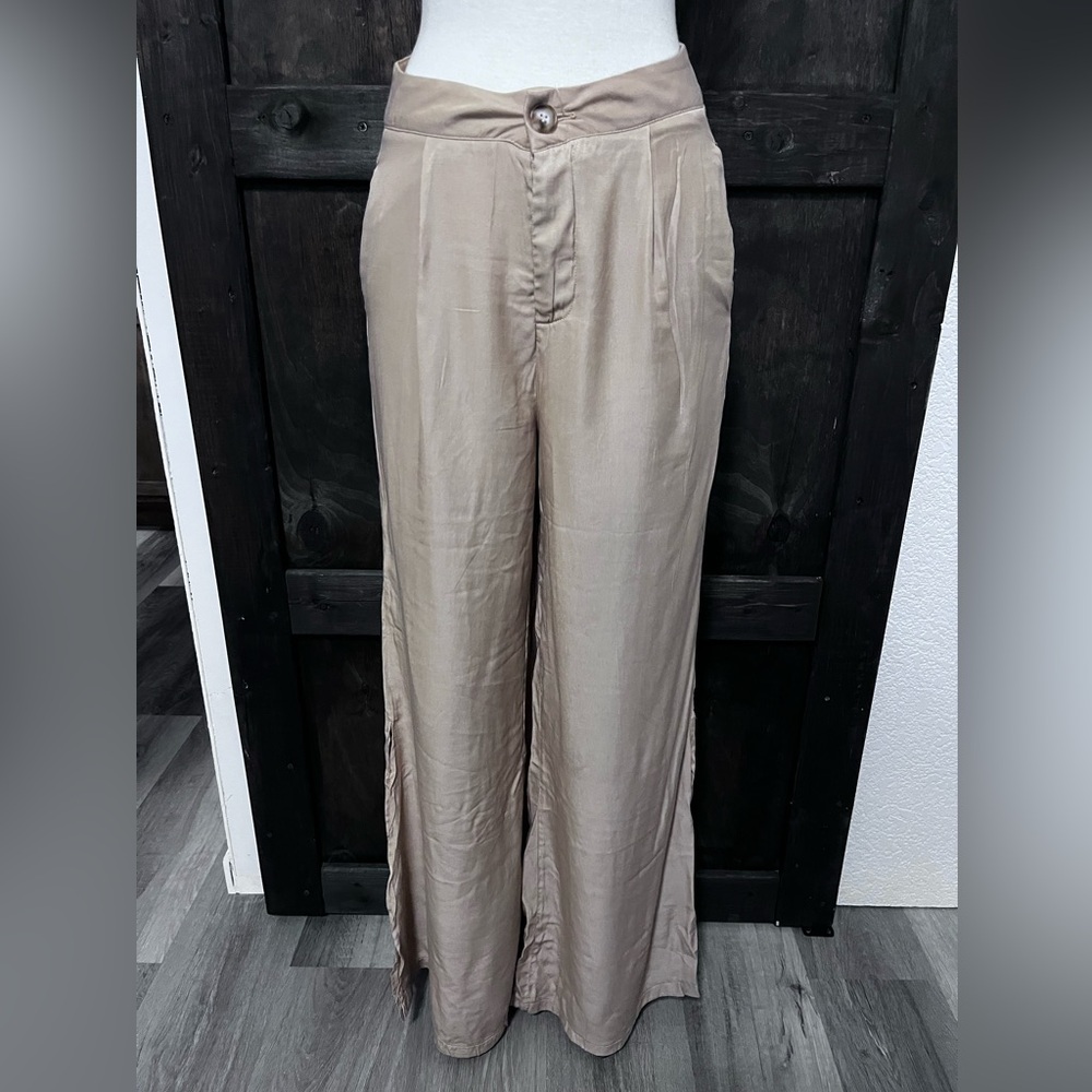 SHEIN Tan Boot Cut Flare Pants